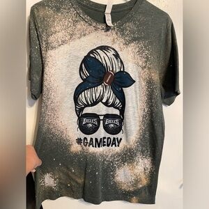 Graphic Tee (eagles) with Football design - bleached